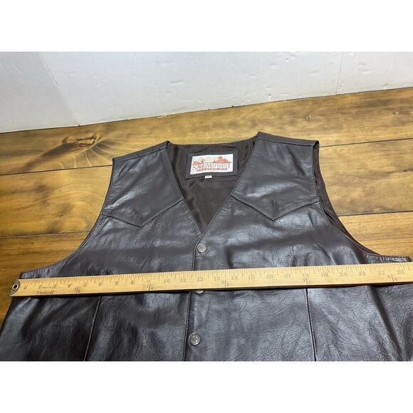 Saguaro West Trading Company Leather Vest Mens 2XL Brown Snap Western Cowboy - Picture 8 of 10